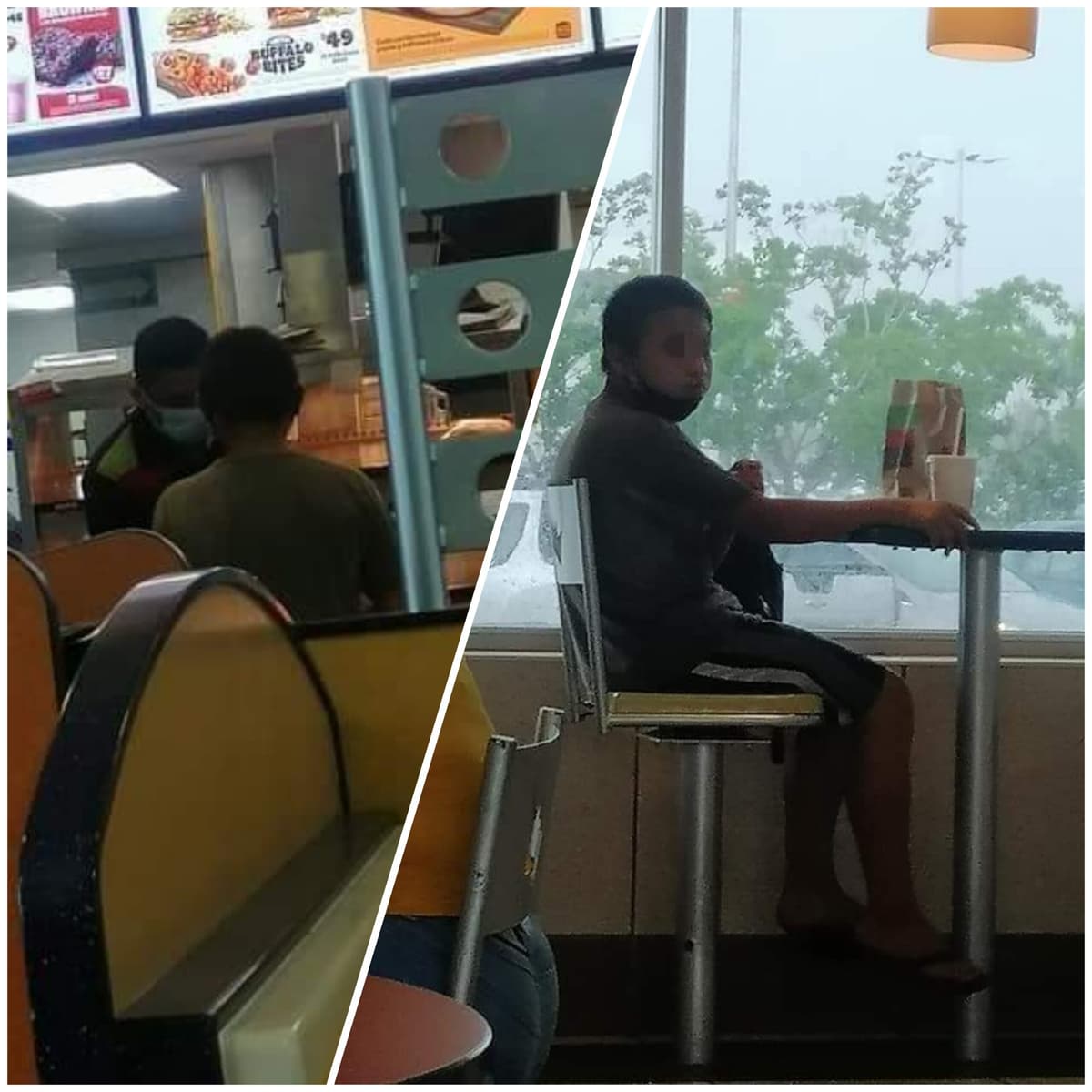 Empleados le regalan comida a un niño de la calle en Burguer King de Mérida