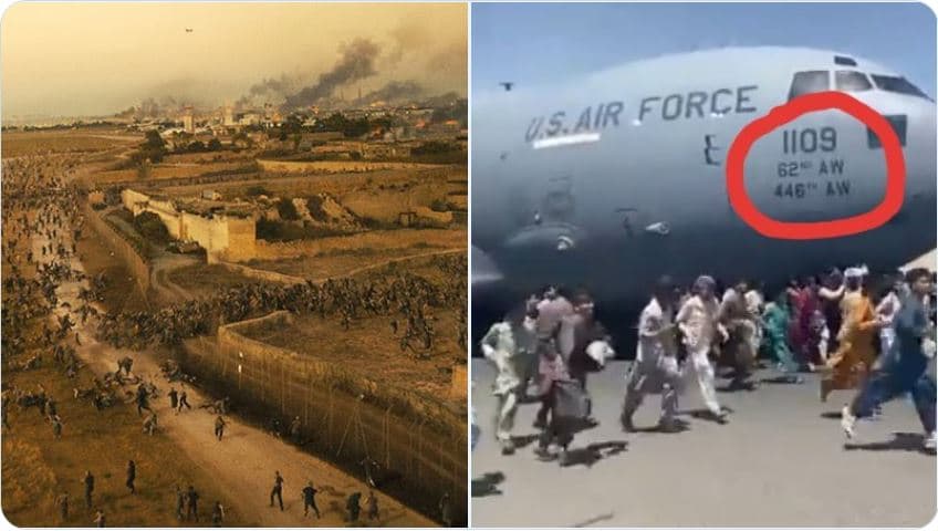 VIDEO: Se recrea escena de la película "Guerra Mundial Z" con personas colgadas de un avión militar, huyendo de los talibanes