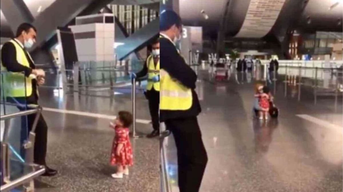 VIDEO: Enternece niña que pide permiso a oficial para abrazar a su tía en aeropuerto