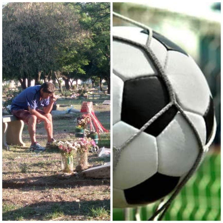 Hombre escucha partido de futbol junto a la tumba de su hijo y se vuelve viral