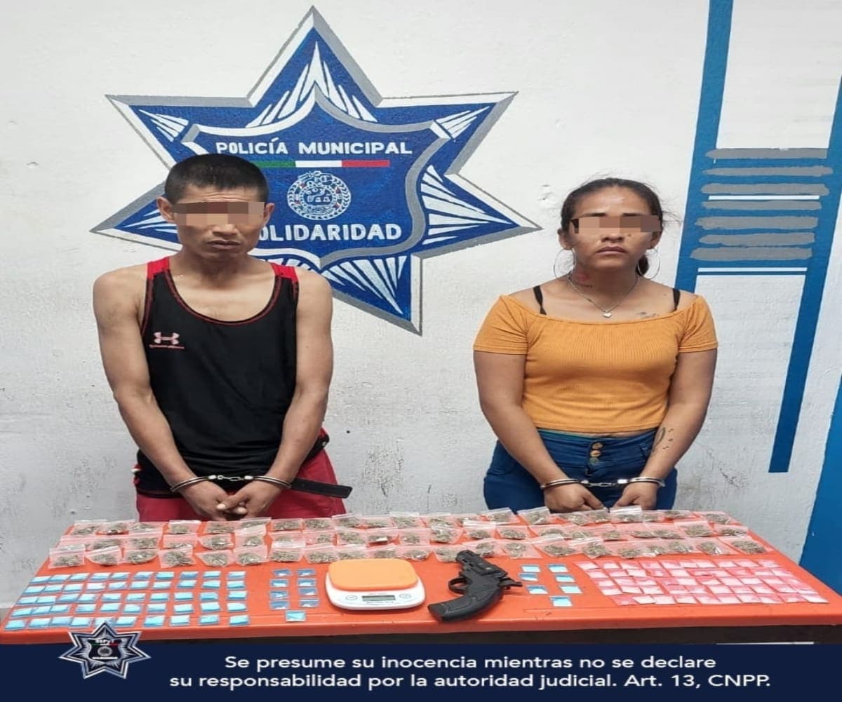 Por atascados los detienen en Playa del Carmen: traían 179 dosis de droga