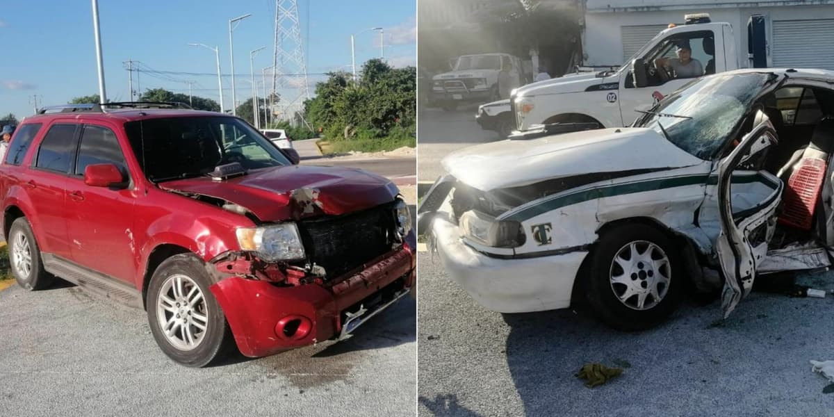 Oootra de taxistas: chafirete cafre causa accidente en Cancún, hay hospitalizados