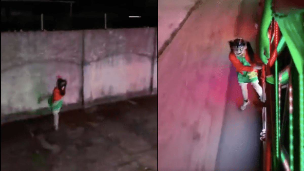 VIDEO: Terrorífica ‘Chilindrina’ brinca de un camión en marcha y da una pirueta