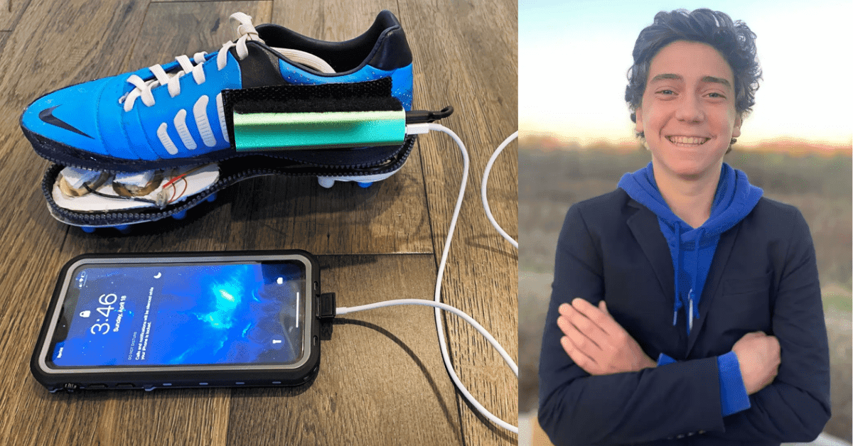 Un adolescente inventó un zapato que recolecta energía verde al caminar