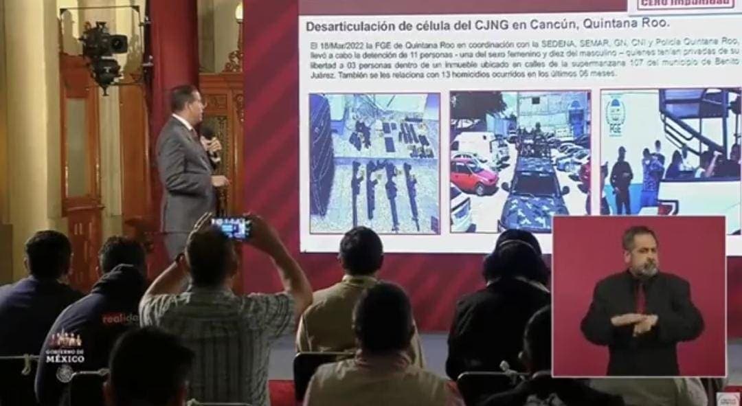 Destacan en mañanera a la Fiscalía de Quintana Roo por detener a célula del CJNG