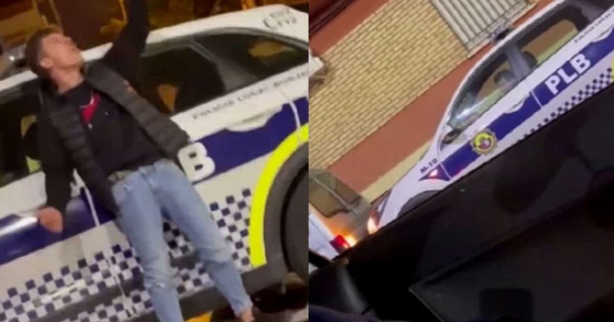 Joven se sube a patrulla para tomarse selfies, pierde el control y termina chocando