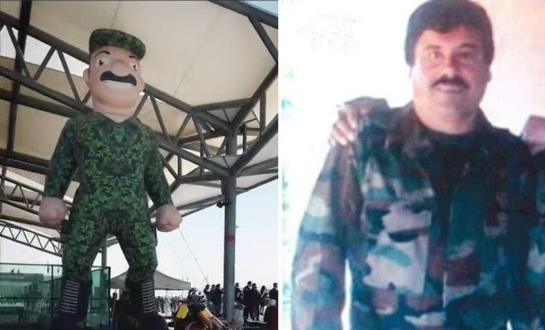 Aseguran que inflable del aeropuerto de Santa Lucía se parece a "El Chapo" Guzmán