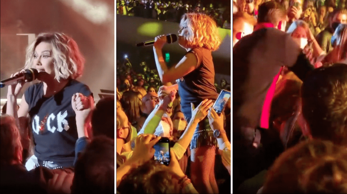 Ilse, integrante de “Flans” se lanza al público y acaba en el suelo