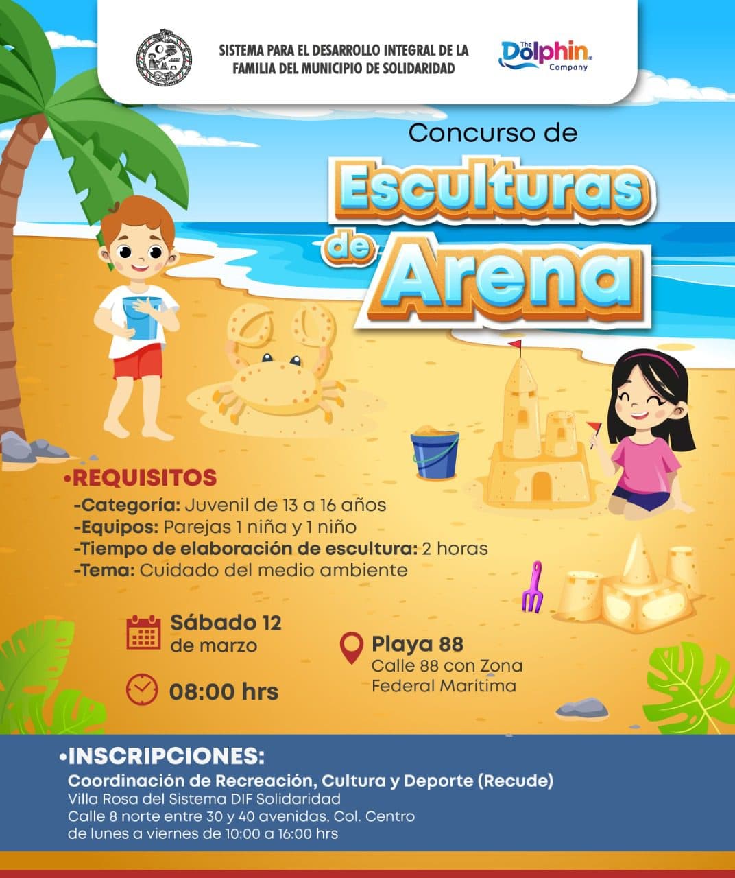 Participarán 40 niños y adolescentes en concurso de esculturas de arena en Solidaridad