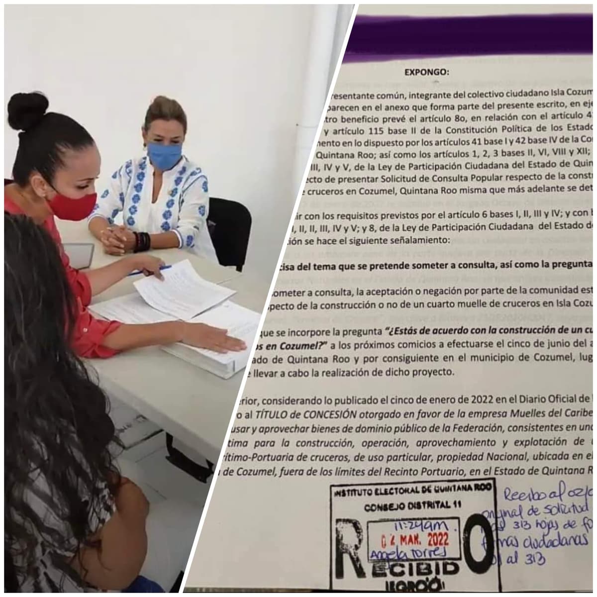 Entregan más de 3 mil firmas para solicitar consulta sobre 4º muelle en Cozumel