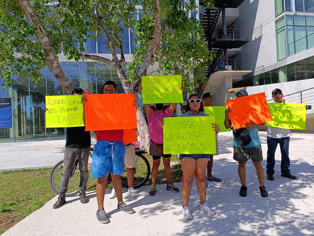 Protestan volqueteros por contratación de foráneos para el Tren Maya