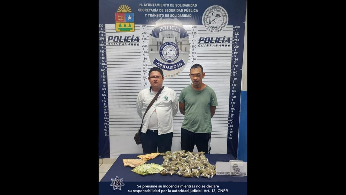 Detienen a dos sujetos con 53 bolsitas de marihuana en Solidaridad