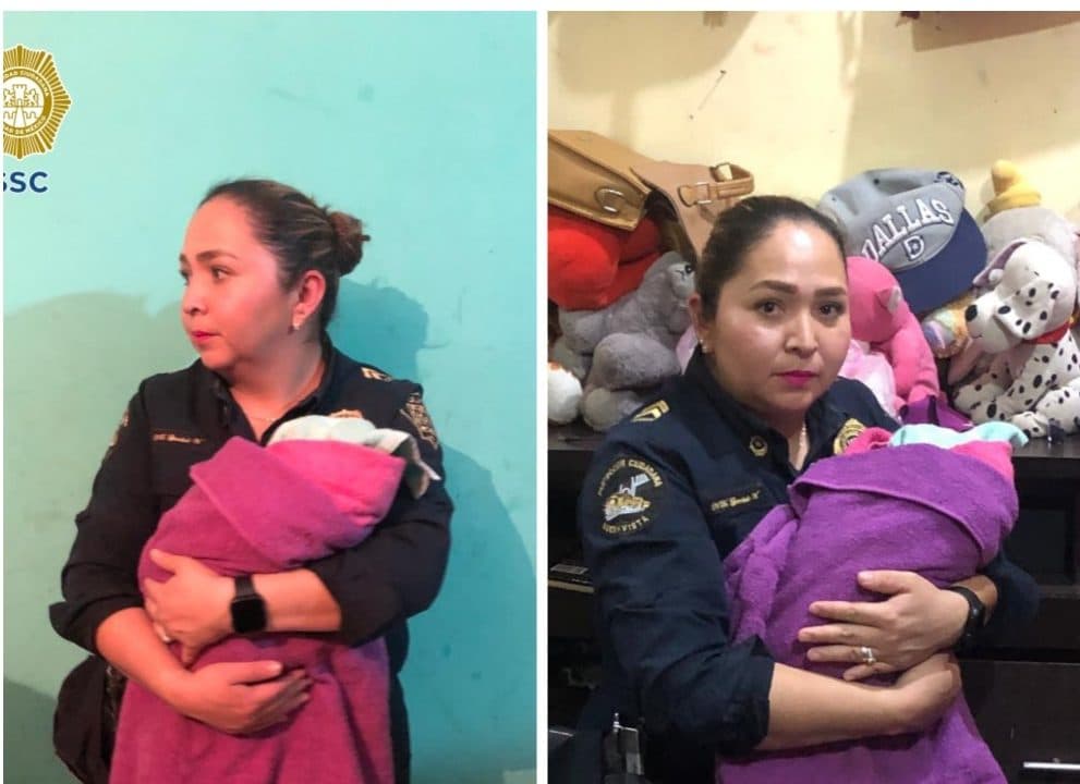 Policías ayudan a una mujer a tener a su bebé en CDMX y se vuelve viral