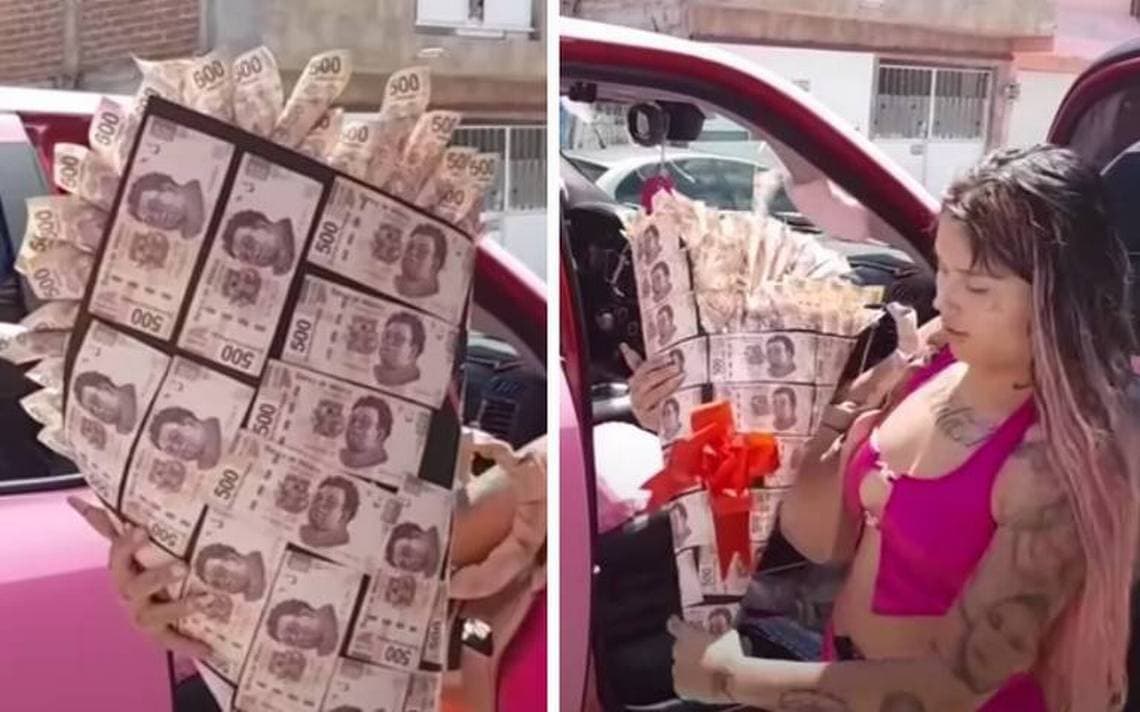 VIDEO: tiktoker regala un ramo de billetes a su padre; lo oculta por miedo a que se lo roben