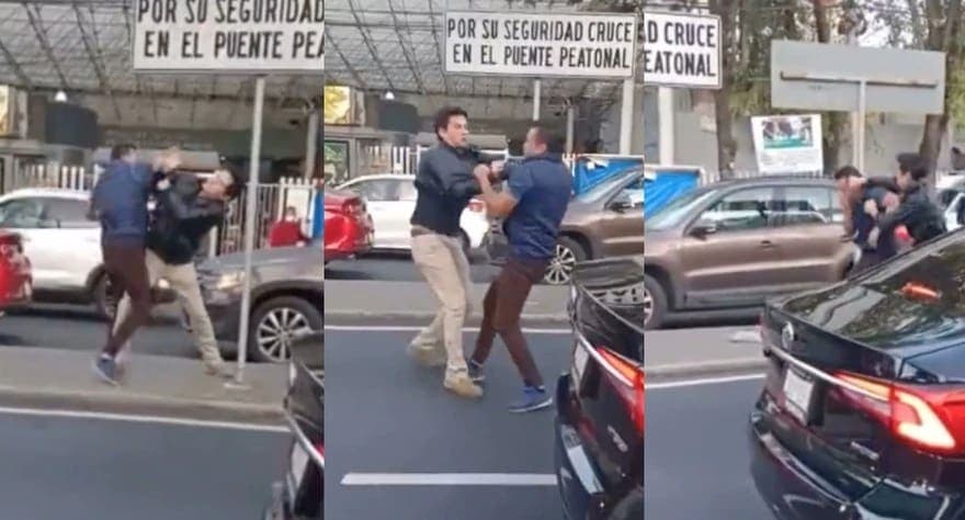 VIDEO: Sujetos chocan y se golpean brutalmente en la CDMX
