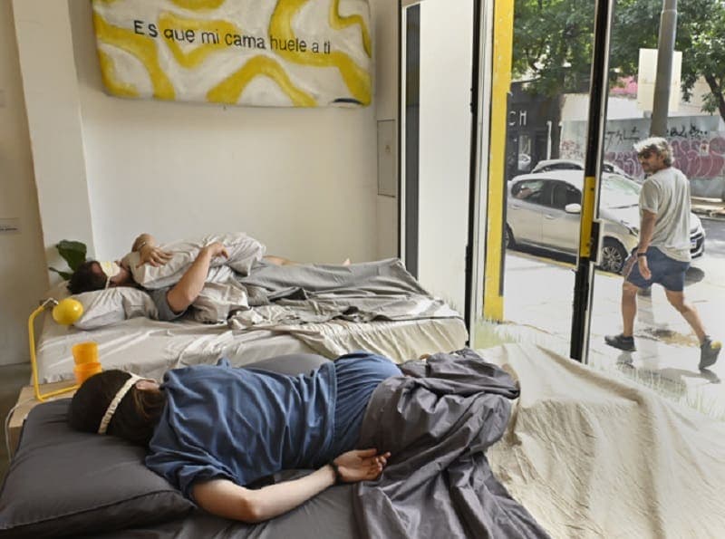 Trabajo de ensueño: empresa argentina paga por dormir una siesta en la vitrina de su local