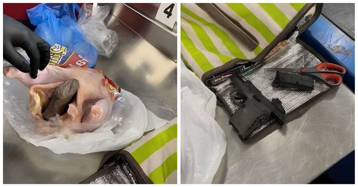 Descubren un arma de fuego escondida en un pollo crudo en un aeropuerto de Florida
