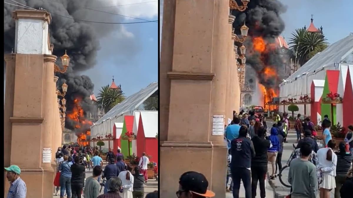 Video: Fuerte incendio en la explanada municipal de Tultitlán