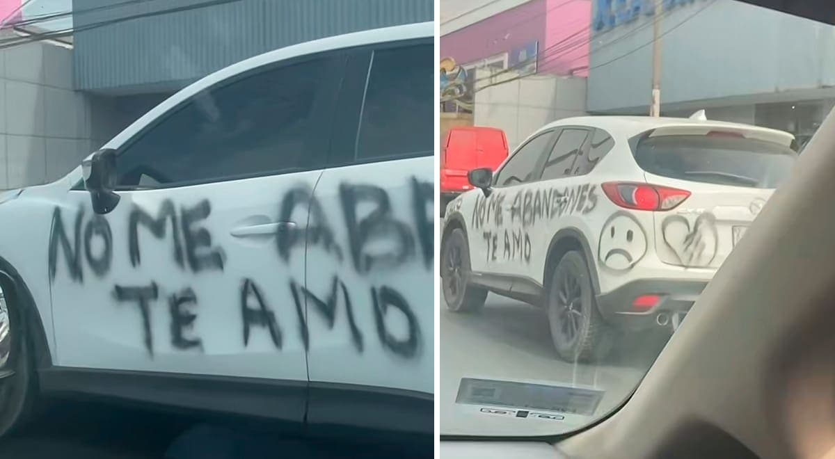 Video: “No me abandones, te amo”, pinta el auto de su pareja para que no terminen