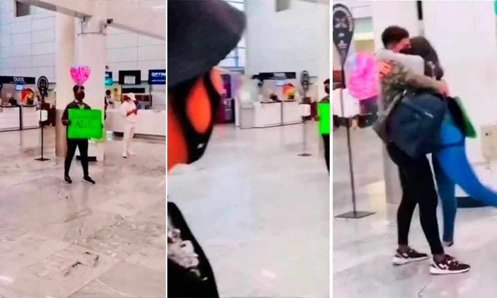 Video: Joven quiere sorprender a su novia en el aeropuerto, pero la descubre con el amante