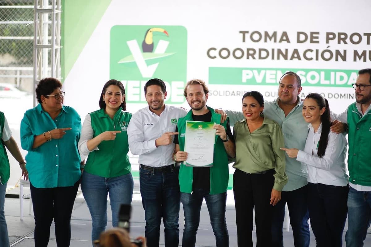 Escribamos las mejor historia del PVEM en Solidaridad, destaca Renán Sánchez al tomar protesta a Fernando Muñoz como líder en este municipio