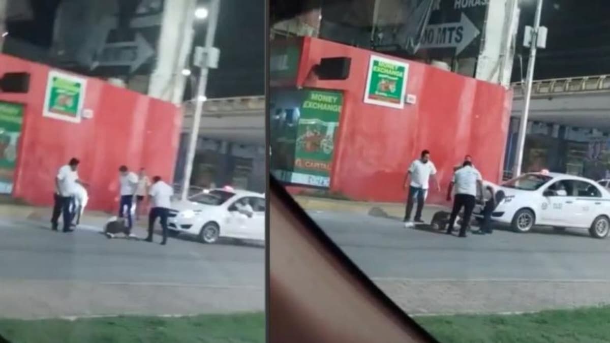 VIDEO: Taxistas de Playa del Carmen golpean sin piedad a un hombre