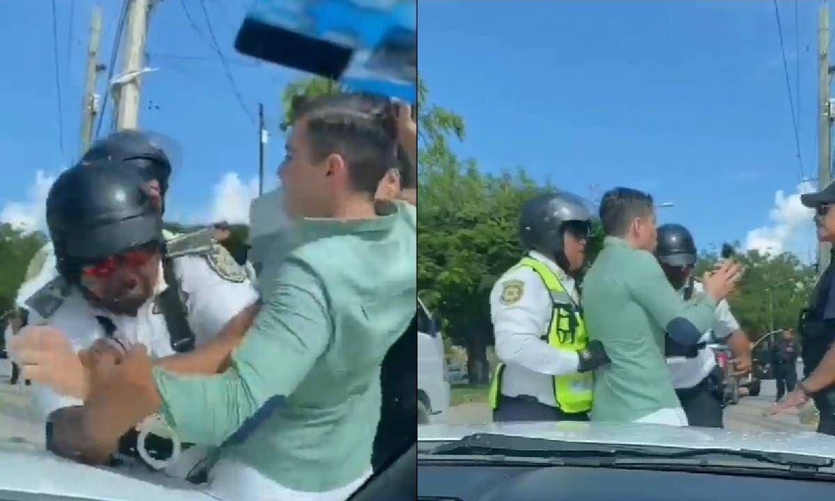 Policías de Ana Paty Peralta golpean a TikToker RuAbogado por denunciar abuso de Seguridad Pública en Cancún