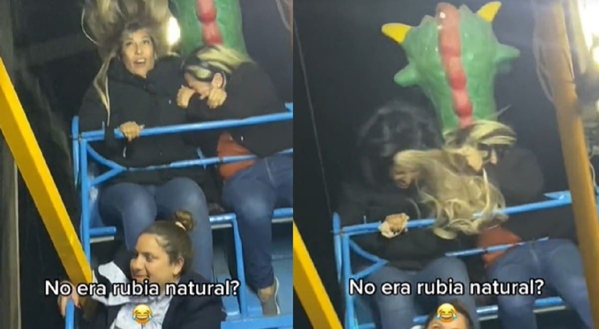 VIDEO: Mujer pierde su peluca en un juego mecánico