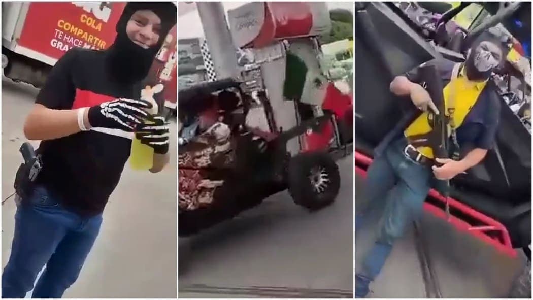 Video: Comando armado con banderas de México fue captado en gasolinera de Guatemala