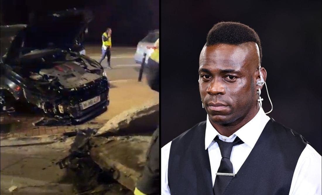 El futbolista Mario Balotelli sufrió un accidente automovilístico y se negó a hacer la prueba de alcoholemia