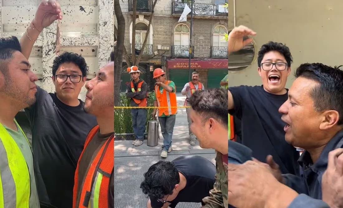 Video: Albañiles se dan un beso tras hacer reto viral de TikTok