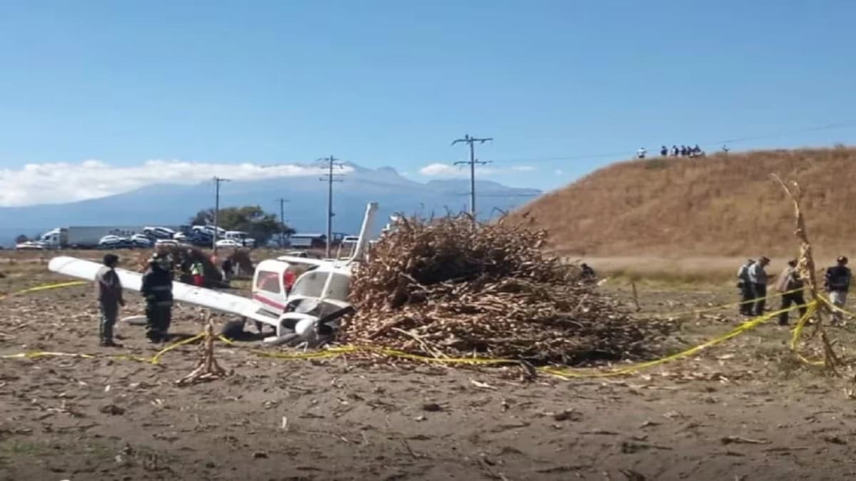 Desplome de avioneta en Huejotzingo, Puebla, dejó dos personas lesionadas