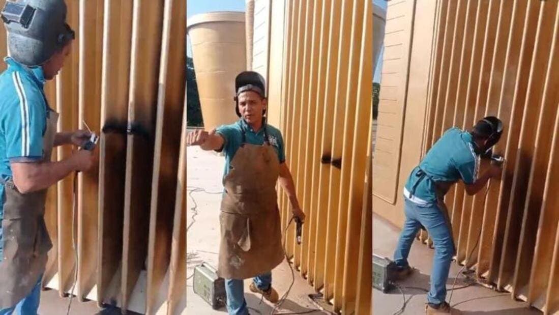 Video: Soldador destruye 'el acordeón más grande de Colombia' porque no le pagaron