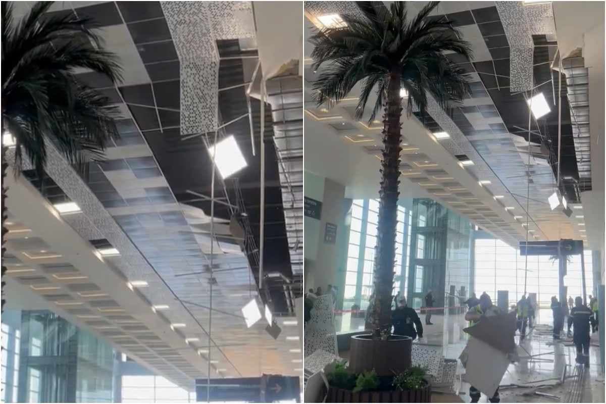 Video: Se desploma techo del AIFA y provoca caos entre pasajeros