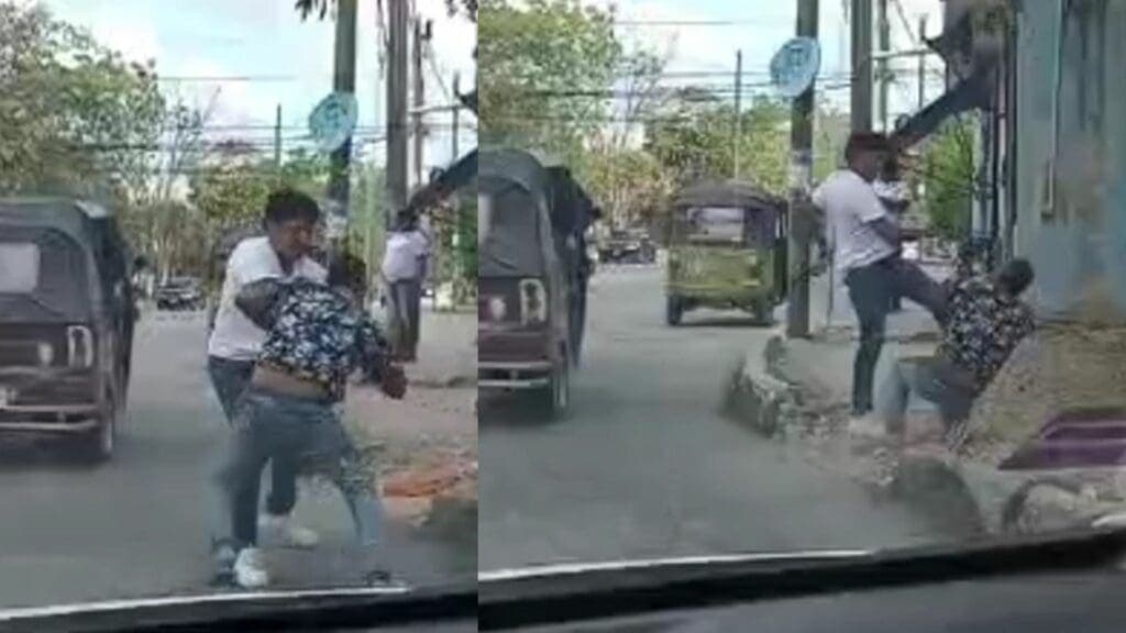 Mototaxistas se pelean en Cancún; uno "noqueó" al otro de una patada