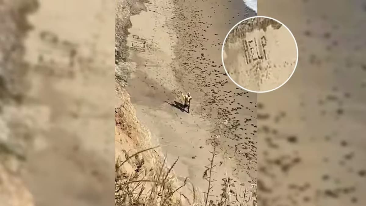 Rescatan a surfista varado en California al escribir "AYUDA" con piedras en la playa