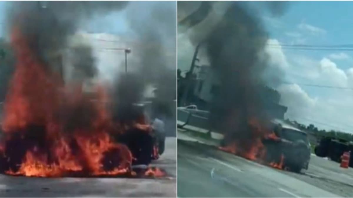 Arde auto en llamas en plena carretera México-Querétaro