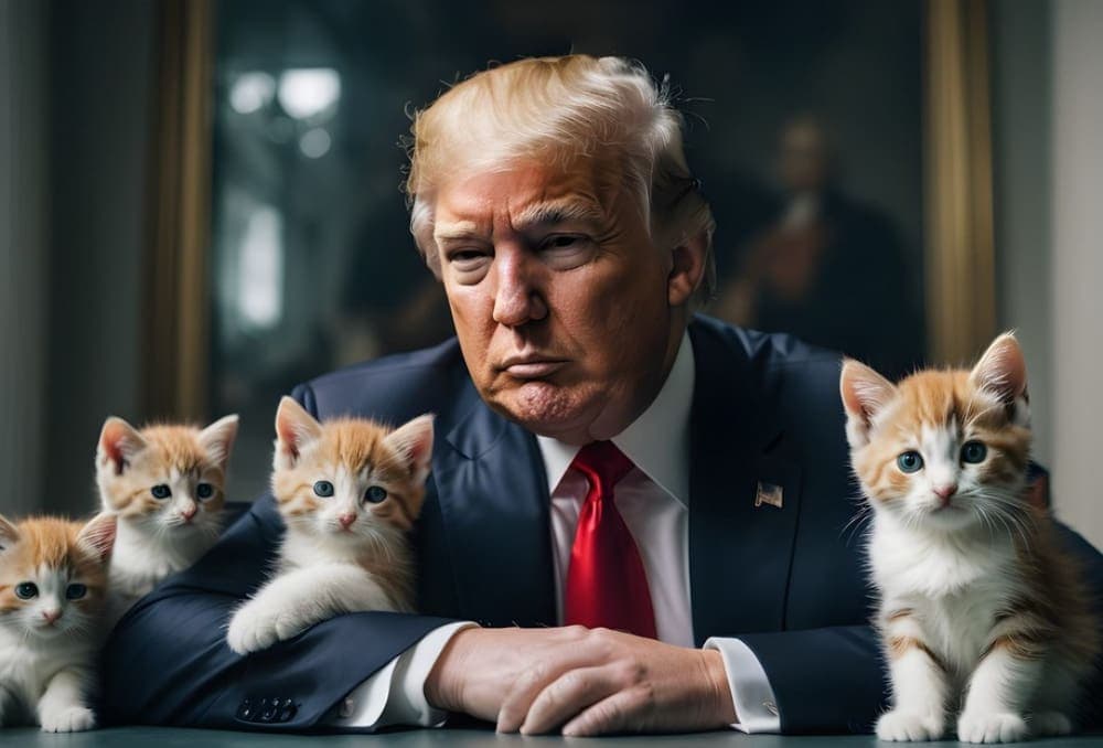 Crean imagen con inteligencia artificial en la que animales domésticos apoyan a Donald Trump en EE. UU.