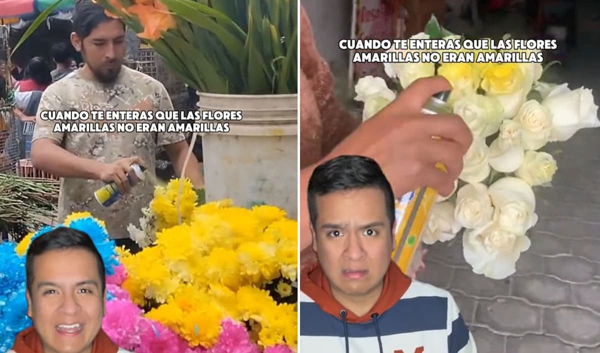VIDEO: Joven sale a comprar flores amarillas y descubre a vendedor pintándolas con spray