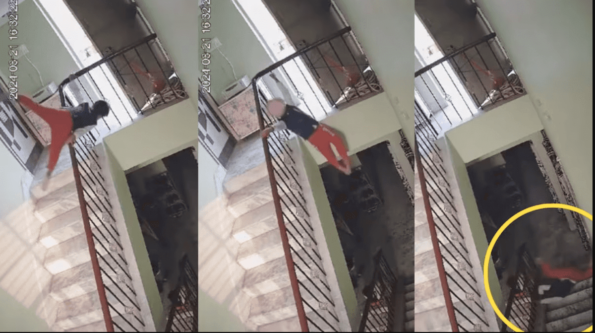 VIDEO: Pequeño cae de escaleras al jugar; padres no estaban en la casa