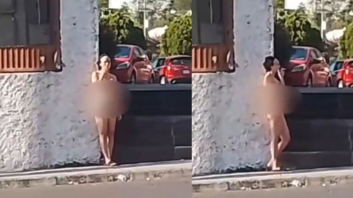 VIDEO: Captan a mujer desnuda en plena vía pública de Cumbres, Monterrey