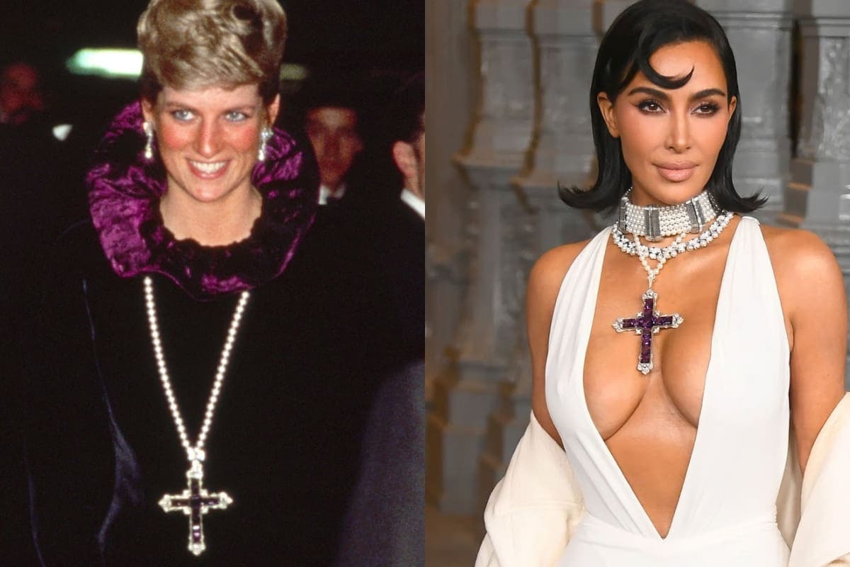 Kim Kardashian genera polémica al lucir la "Cruz de Attallahel", el colgante que solo llevó Diana de Gales