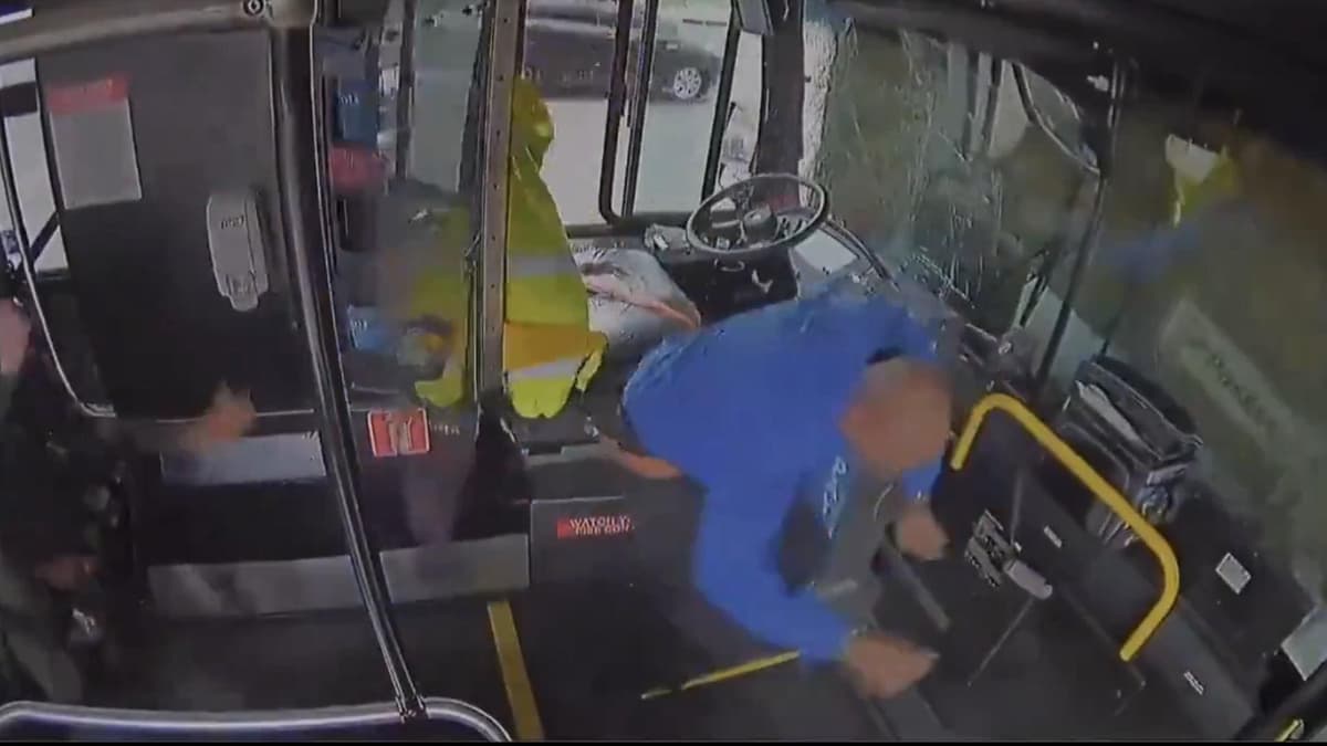 VIDEO: Hombre agrede brutalmente al conductor de un autobús y provoca que la unidad se estrelle