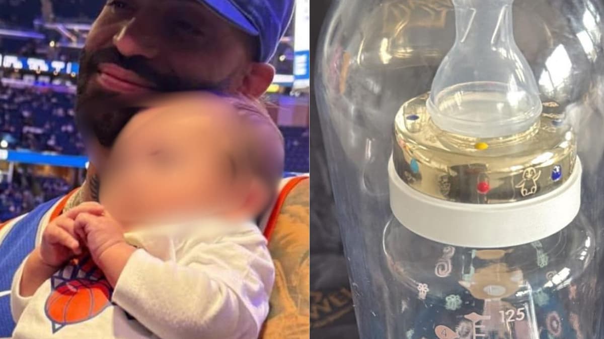 Arcángel le regala un biberón de 14 quilates a su primer nieto