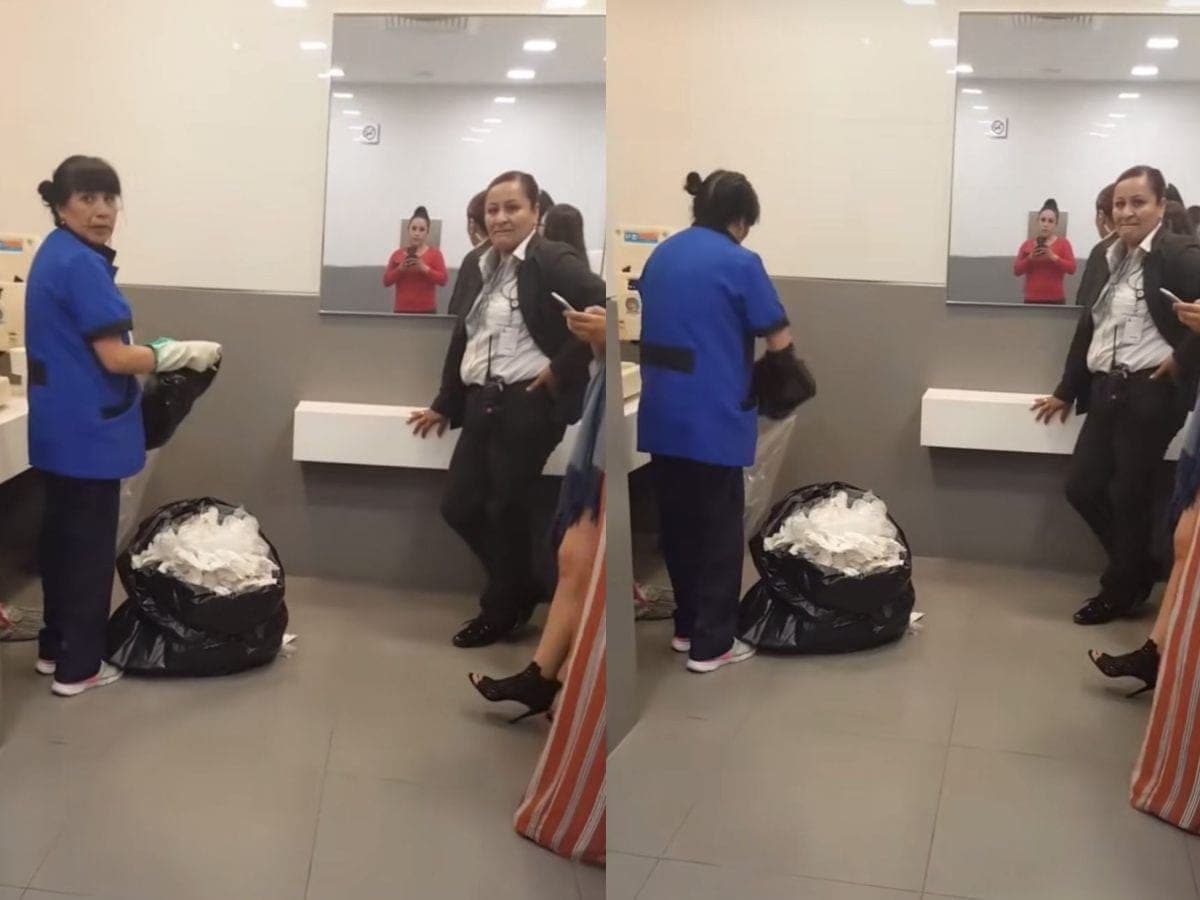 VIDEO: Obligan a empleada de limpieza a abrir los papeles sucios del baño por culpa de una clienta