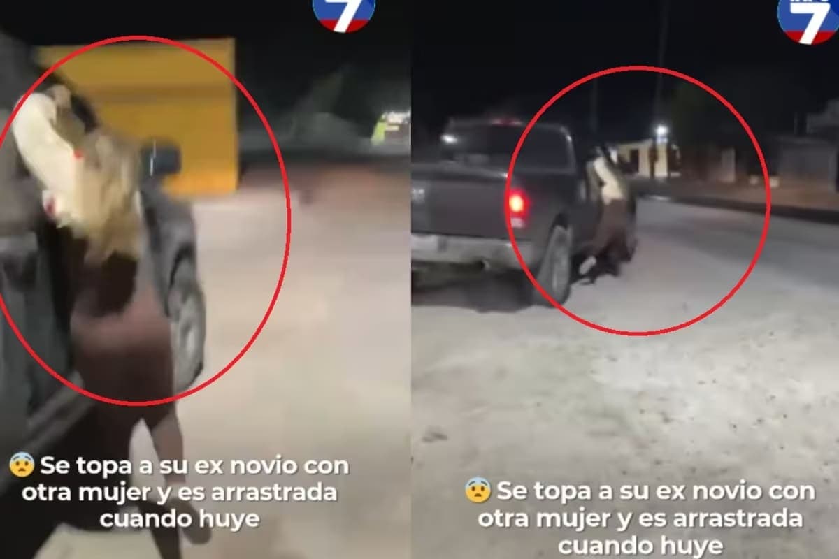 VIDEO: Mujer persigue a su pareja y su amante corriendo tras el auto, pero termina cayendo estrepitosamente