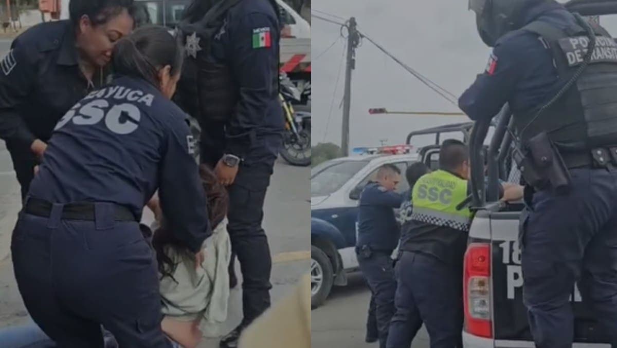 VIDEO: Policías de Tizayuca, Hidalgo someten con golpes y gas lacrimógeno a pareja de motociclistas que viajaba sin casco