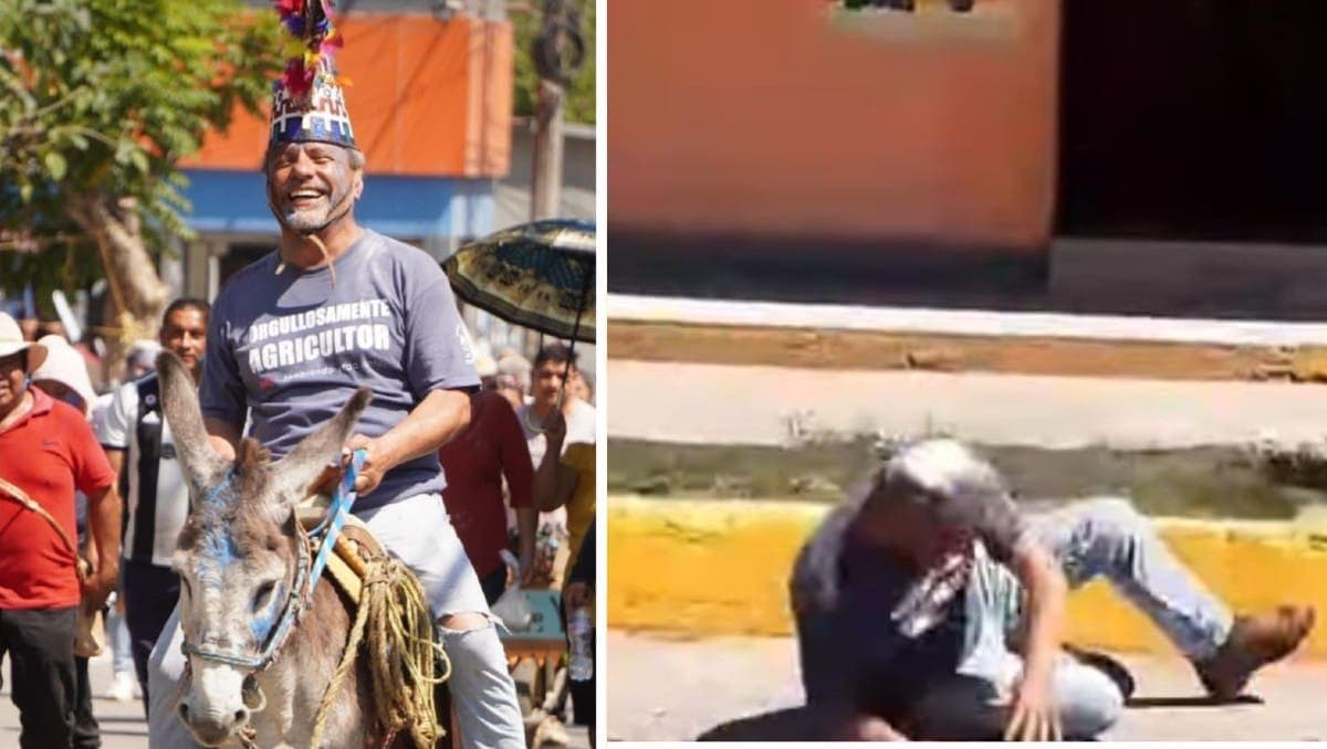 VIDEO: Alcalde se cae de un burro durante desfile de carnaval en Hidalgo