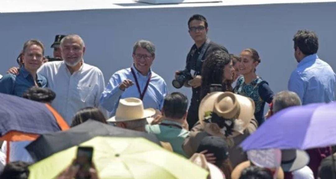 Adán Augusto, Monreal y Manuel Velasco se disculpan con Claudia Sheinbaum por ignorarla en su mitin