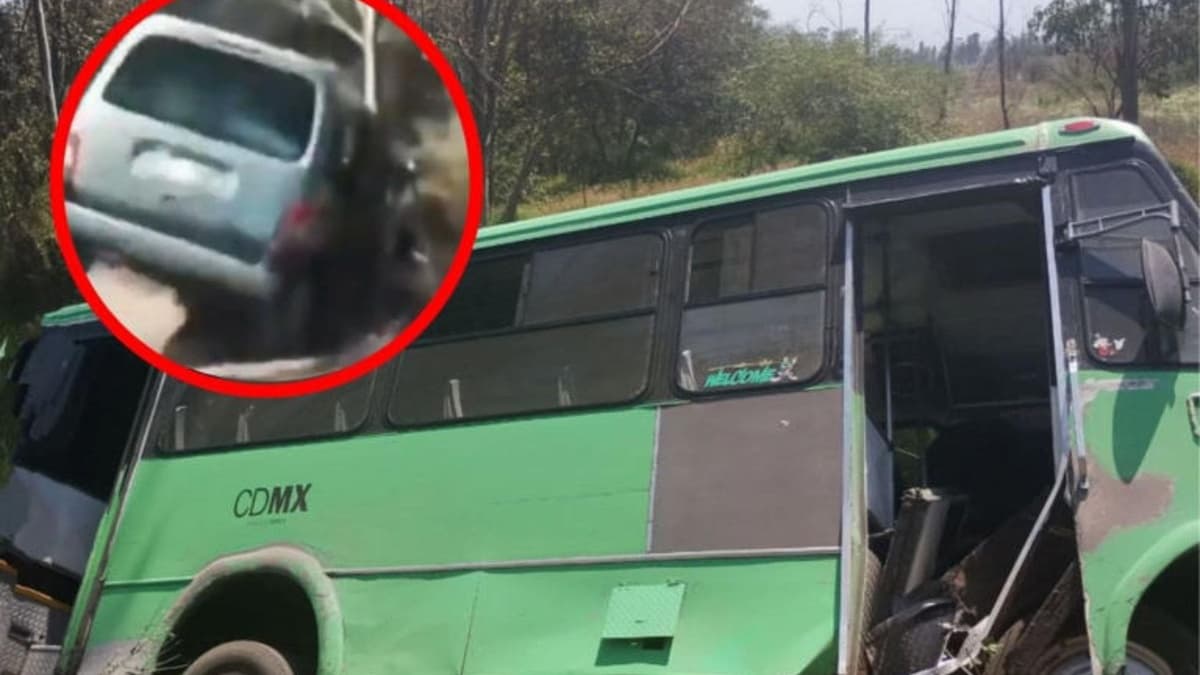Video: Camión del transporte público invade carril contrario e impacta a pareja en su vehículo en CDMX